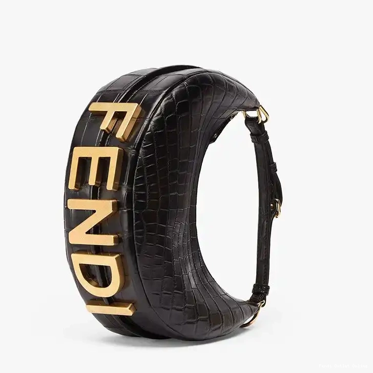 Cheap Bag In Hobo Fendigraphy Fendi Small Leather Crocodile Black 0625